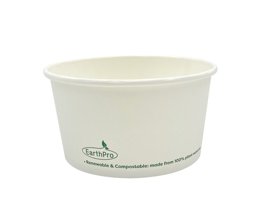 120-605-012 Soup/Food Cup EarthPro 12oz. Compostable White Paper, Stock Print