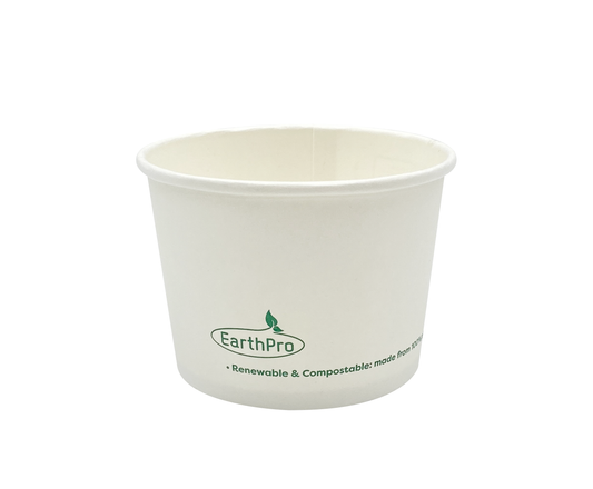 120-600-008 Soup/Food Cup EarthPro 8oz. Compostable White Paper, Stock Print