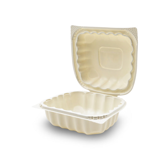 360-001-661 EarthPro Hinged MFPP 6x6 carry-out tray, single compartment