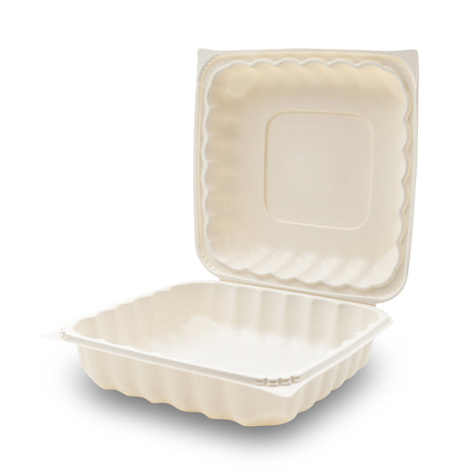 360-001-991 EarthPro Hinged MFPP 9x9 carry-out tray, single compartment